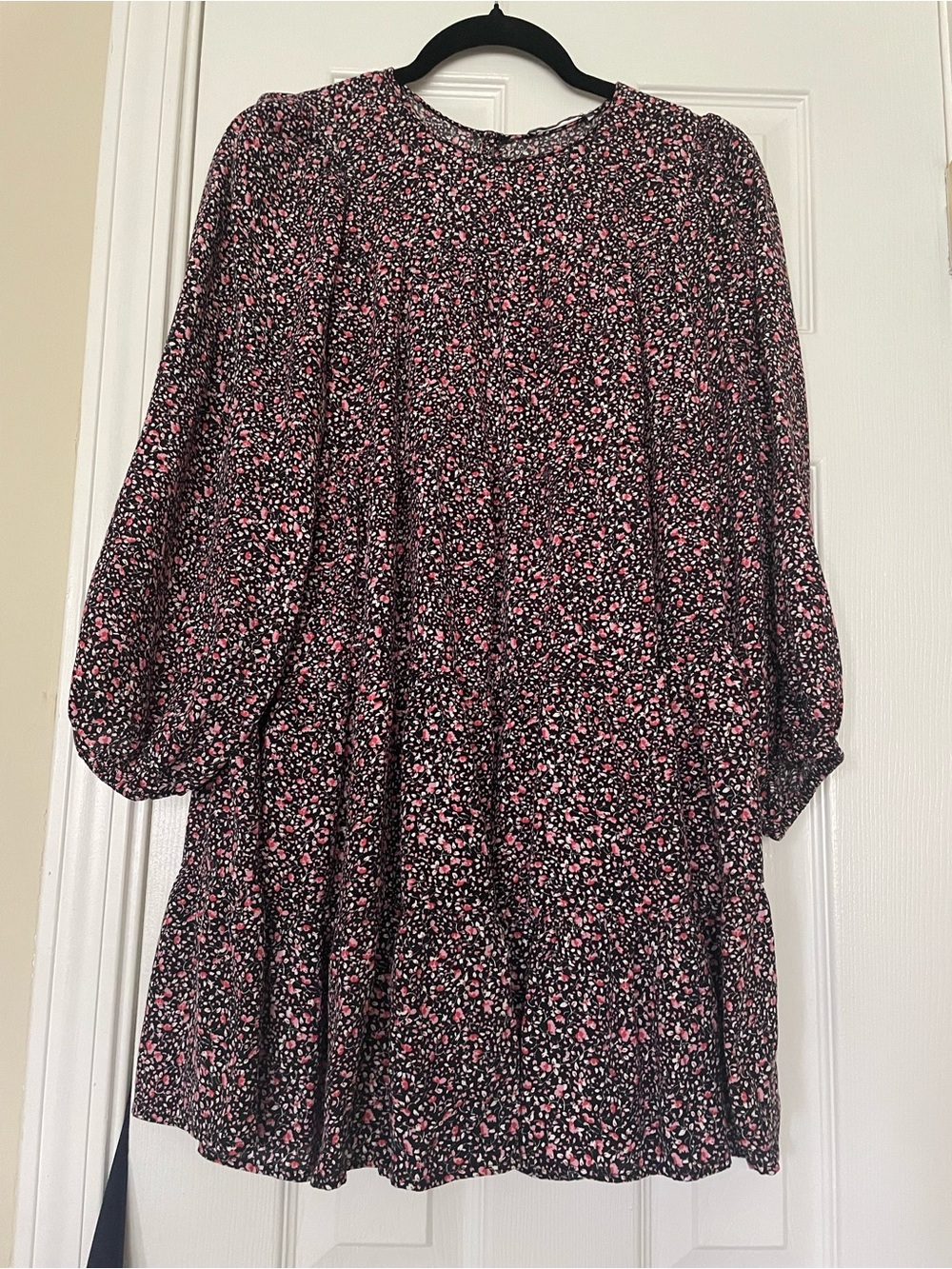 Zara Black Dress with Pink and White Floral Print